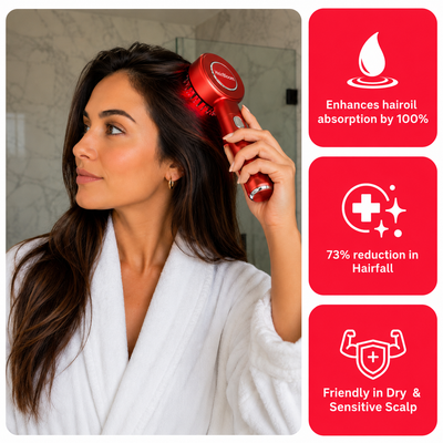 HairBloom: 3-in-1 Hair Renewal w/ Red Light Therapy Brush